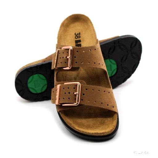 LEON 7012 LEON COMFORT NŐI BŐR PAPUCS-barna
