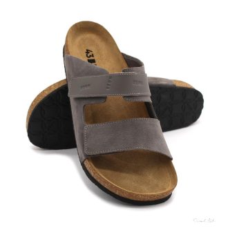   4704 LEON COMFORT FÉRFI BŐR PAPUCS-szürke,csak 43-as méret