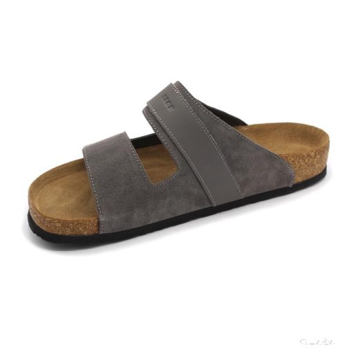 4704 LEON COMFORT FÉRFI BŐR PAPUCS-szürke,csak 43-as méret