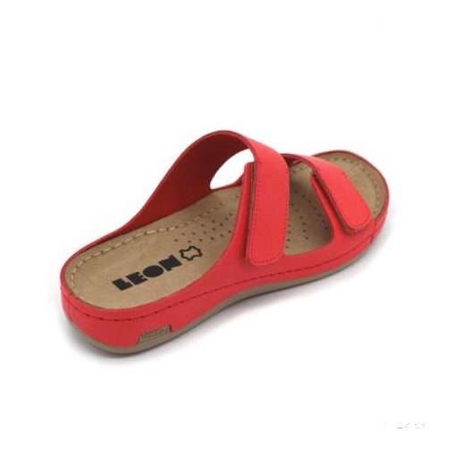 LEON 907 LEON COMFORT NŐI BŐR PAPUCS - piros , csak 39-es méret