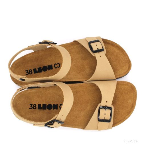 4307 LEON COMFORT NŐI BŐR SZANDÁL-bézs