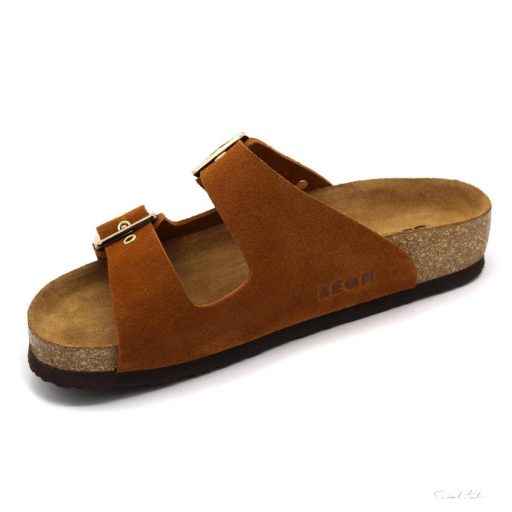 4015 LEON COMFORT NŐI BŐR PAPUCS-barna