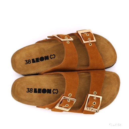 4015 LEON COMFORT NŐI BŐR PAPUCS-barna