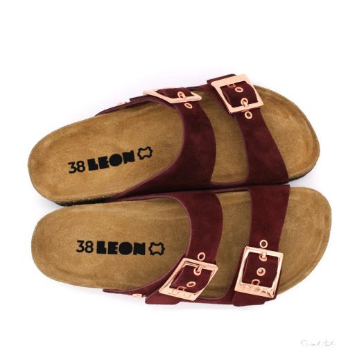 4015 LEON COMFORT NŐI BŐR PAPUCS-bordó