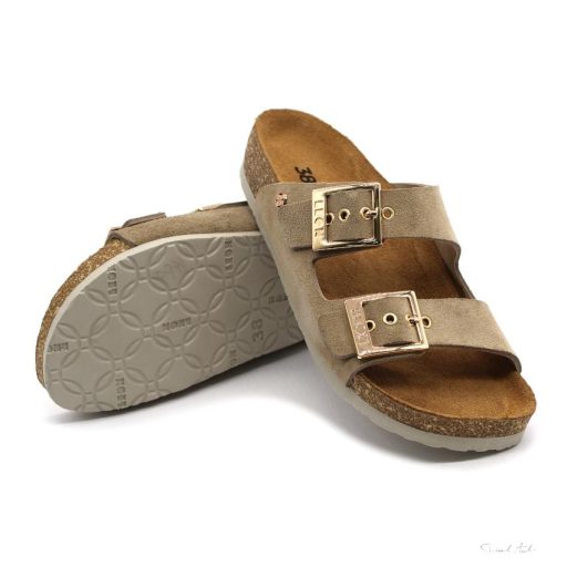 4015 LEON COMFORT NŐI BŐR PAPUCS-szürke