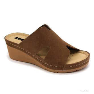 1111 LEON COMFORT NŐI BŐR PAPUCS-barna velúr