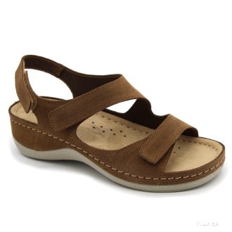 937 LEON COMFORT NŐI BŐR SZANDÁL-barna velúr