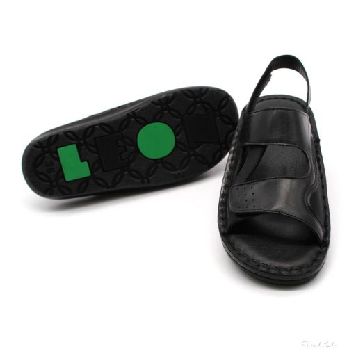 320 LEON COMFORT NŐI BŐR SZANDÁL-fekete