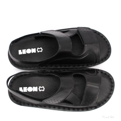 320 LEON COMFORT NŐI BŐR SZANDÁL-fekete
