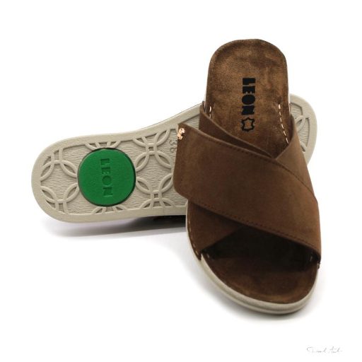 LEON 510 COMFORT NŐI BŐR PAPUCS-barna velúr