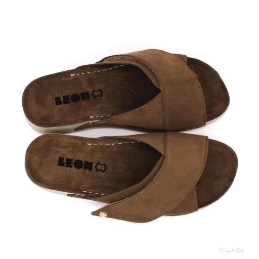 LEON 510 COMFORT NŐI BŐR PAPUCS-barna velúr