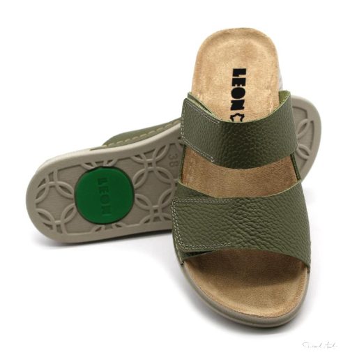 LEON 511 COMFORT NŐI BŐR PAPUCS-zöld