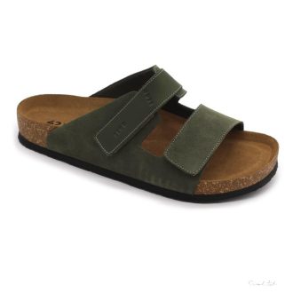   4704 LEON COMFORT FÉRFI BŐR PAPUCS-zöld , csak 44-es méret