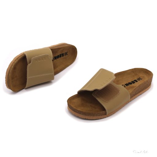 LEON 4022 COMFORT NŐI BŐR PAPUCS - bézs , csak 39-es méret