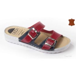  LEDI Anatomic | Női bőr papucs 202/6 | piros-kék-fehér | csatos