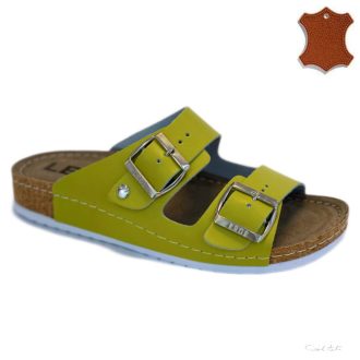   LEDI Anatomic | Női bőr papucs 92/NEO | neon sárga | csatos,csak 41-es méret
