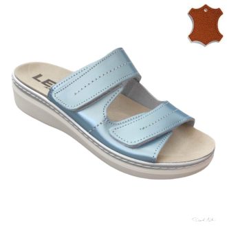  LEDI Anatomic | Női bőr papucs 011/LBL,világoskék ,tépőzáras,kivehető talpbetétes
