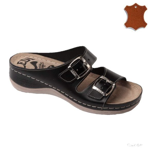 LEDI Anatomic | Női bőr papucs 404/10 | fekete | csatos