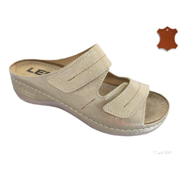 LEDI Anatomic | Női bőr papucs 434/R1| arany| tépőzáras | munkavédelmi is