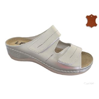   LEDI Anatomic | Női bőr papucs 434/SIL| ezüst| tépőzáras | munkavédelmi is
