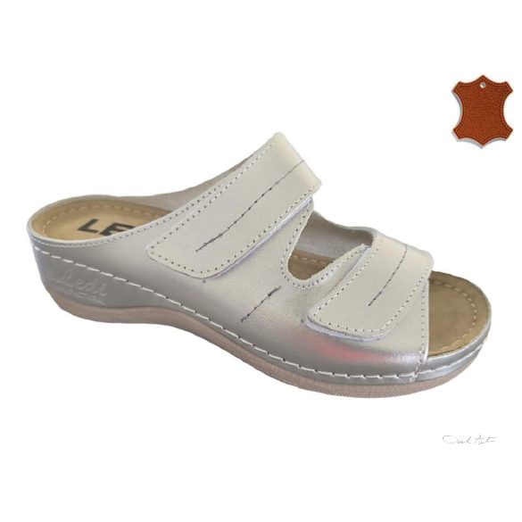 LEDI Anatomic | Női bőr papucs 434/SIL| ezüst| tépőzáras | munkavédelmi is