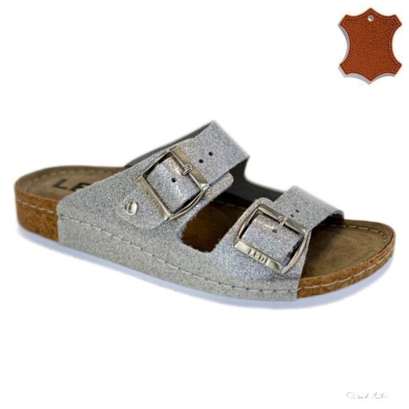 LEDI Anatomic | Női bőr papucs 92/SIL ezüst | csatos