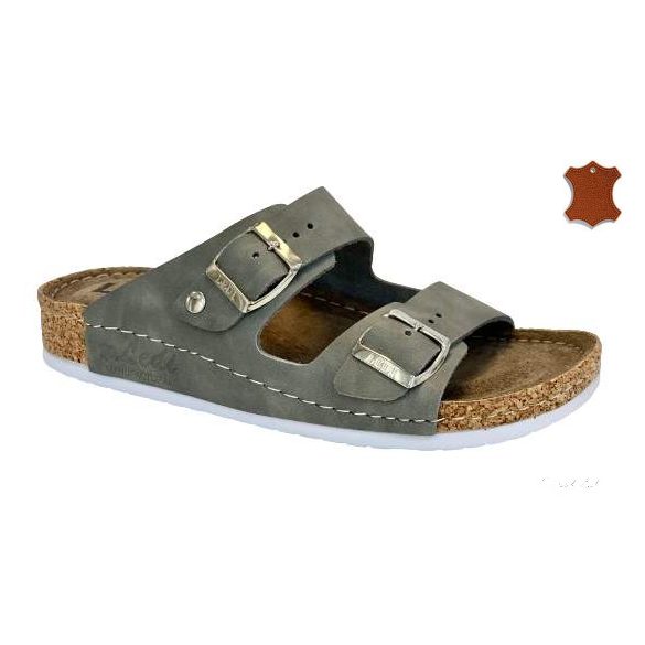 LEDI Anatomic | Női bőr papucs 92/NB3 szürke | csatos