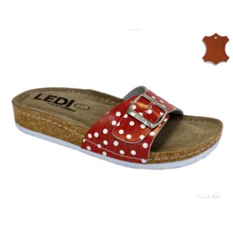   LEDI Anatomic | Női bőr papucs 94/DOT piros -fehér pöttyös