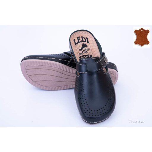 LEDI Anatomic | Női bőr klumpa 710/10/fekete tépőzáras