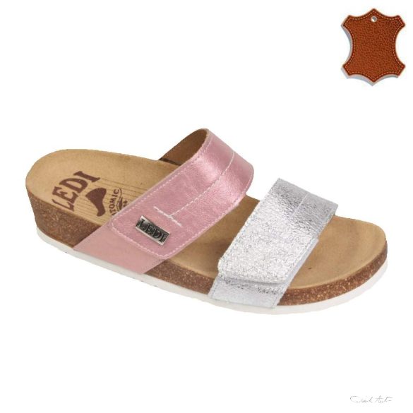 LEDI Anatomic | Női bőr papucs  951/CS3 - pink- ezüst