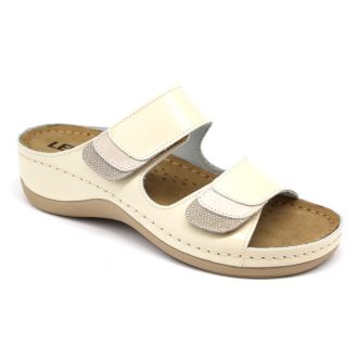 Leon 904 Női bőr papucs - bézs,csak 41-es méret 