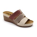 Leon 1009 női bőr papucs -bézs-barna-rose  38