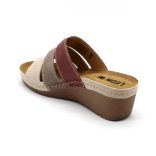 Leon 1009 női bőr papucs -bézs-barna-rose  38