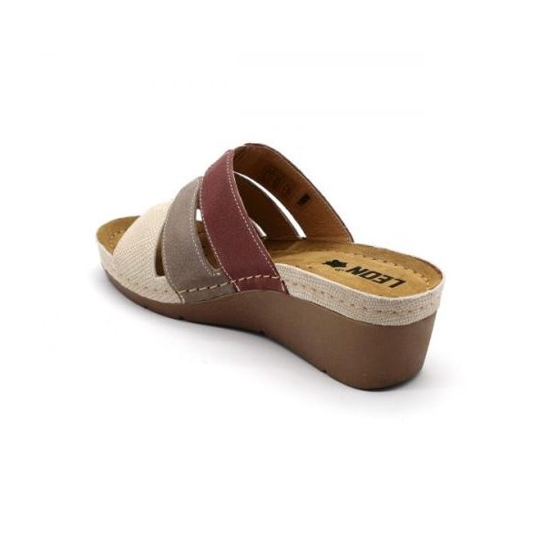 Leon 1009 női bőr papucs -bézs-barna-rose  38