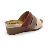 Leon 1009 női bőr papucs -bézs-barna-rose  38