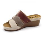 Leon 1009 női bőr papucs -bézs-barna-rose  38