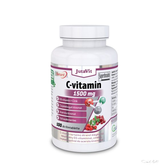 JutaVit C-Vitamin 1500mg +csipkebogyó +Acerola kivonat + D3 vitamin + Cink, 100db