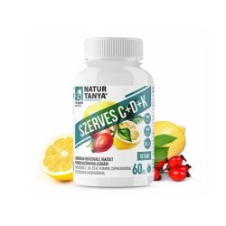   Natur Tanya® 1000 mg Retard C-vitamint, D3- és K2-vitaminokat, valamint csipkebogyó kivonatot és citrus bioflavonoidokat tartalmazó, szerves, nyújtott felszívódású tabletta 60x