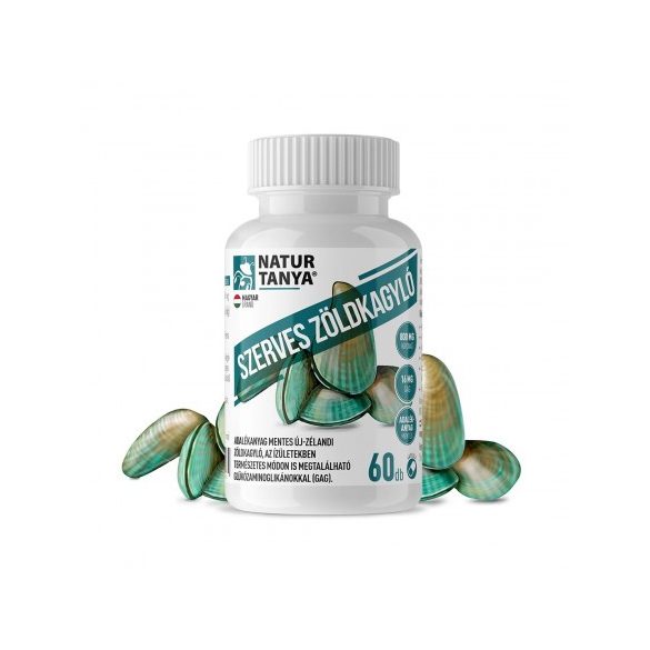 Natur Tanya® Szerves  Zöldkagyló- adalékanyagmentes, liofilizált új-zélandi zöldkagyló, az ízületekben természetes módon is megtalálható glükózaminoglikánokkal (GAG)