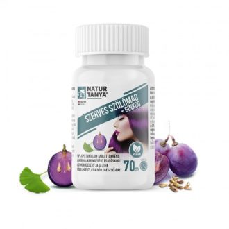   Natur Tanya® Szerves Szőlőmag tabletta - standardizált 95%os OPC tartalom. Még a vér-agy gáton is átjut 70x