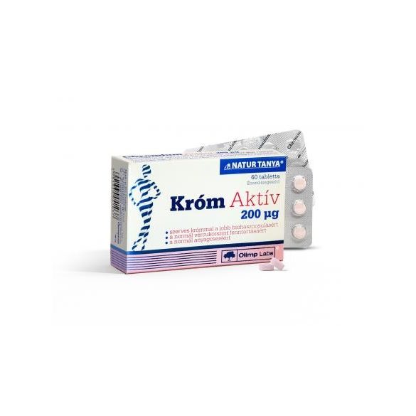 Szerves Króm Aktív tabletta - 200 mcg króm-ionnal tablettánkként. Normál vércukorszint és anyagcsere 60x