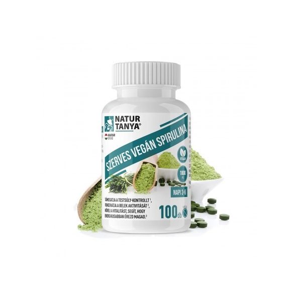 Natur Tanya® Szerves vegán spirulina 100x – Energiát ad, támogatja a fogyókúrát és az emésztést
