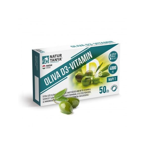 Natur Tanya® OLIVA D3-vitamin - 4000 NE Quali®-D aktív D3-vitamin természetes extra szűz olívaolajban oldva. 50x