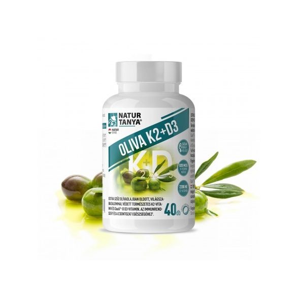 Natur Tanya® Oliva K2+D3 40x – Világszabadalommal védett vitaMK7® K2-vitaminnal az immunrendszer és a csontozat egészségéhez