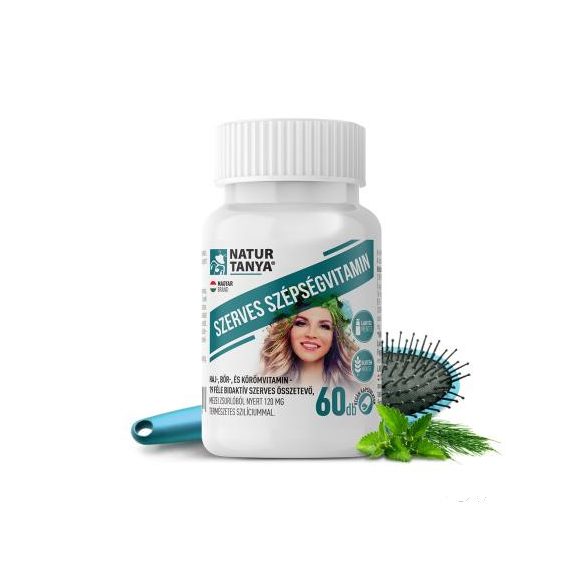 Natur Tanya® Szerves SZÉPSÉGVITAMIN 60x - 19 féle bioaktív összetevő hajhullás, hajritkulás ellen, a bőr szépségére és körmök egészségére, vegán kapszulatokban