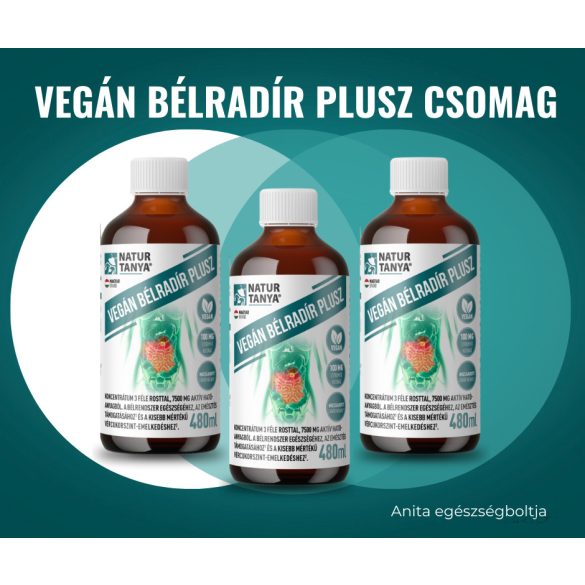 Natur Tanya® Vegán Bélradír Plusz 3x480 ml - folyékony rost 3 féle prebiotikum, citromfűvel az emésztés egészségéhez
