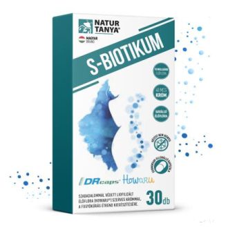   Natur Tanya® S-BIOTIKUM – HOWARU® liofilizált élőflórát, valamint szerves krómot tartalmazó étrend-kiegészítő, gyomorsav-ellenálló kapszulában 30x