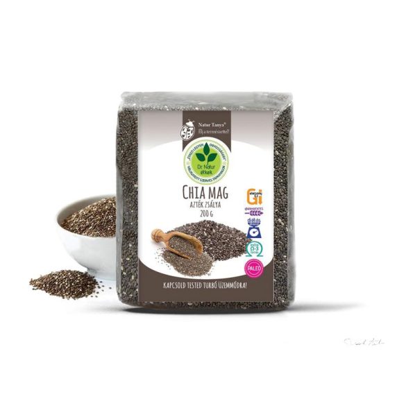 Natur Tanya® Chia mag (Fekete Salvia hispanica, Azték zsálya). Tápanyagbomba! Ételsűrítésére is! 200g