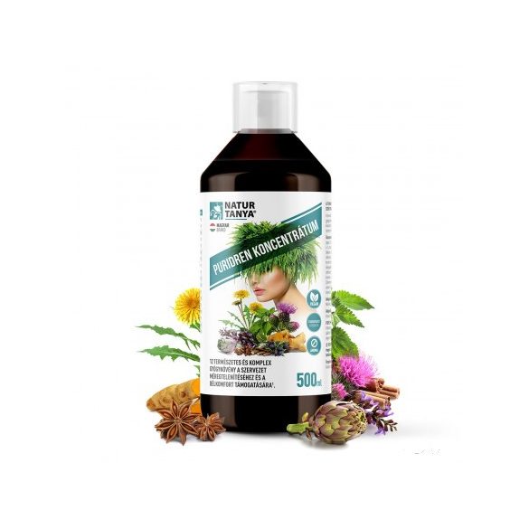 Natur Tanya® Puridren koncentrátum - Sav-bázis egyensúly és méregtelenítés 12 gyógynövény és klorofill erejével 500 ml