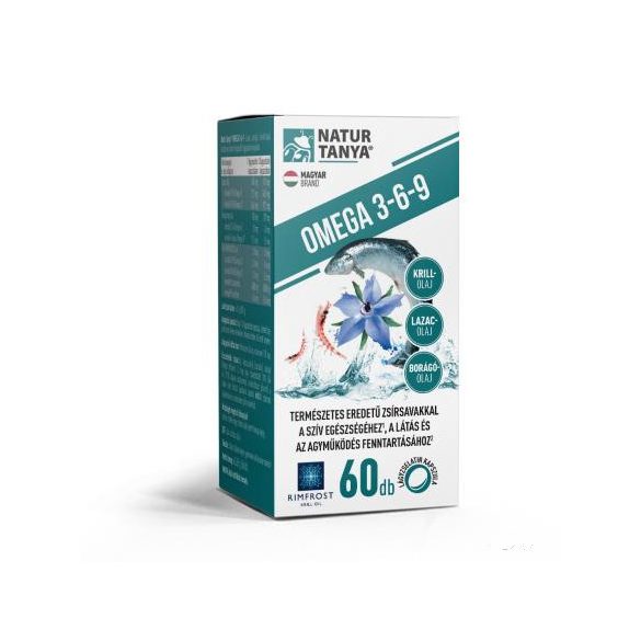 Natur Tanya® Omega 3-6-9 zsírsavak 3 féle természetes olajforrásból, standardizált lazac-, borágó- és krill olaj